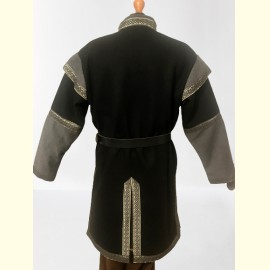  Kaftán - mongol típusú - fekete-szürke, téli gyapjúszövet