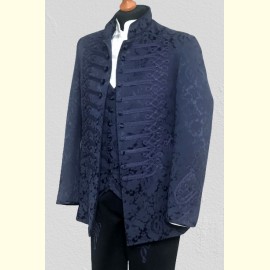 Bocskai öltöny kék brokát, Rákóczi zsinórozással - zakó+nadrág+mellény 