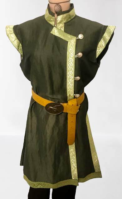  Női kaftán - mongol típusú - zöld-arany  